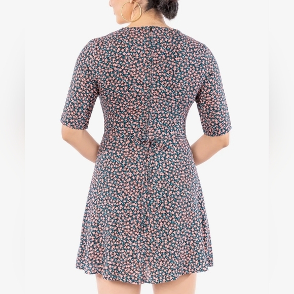 NWT $60 B DARLIN Womens Pink Black Crochet-trim Collar Mini Dress 13/14 - Picture 2 of 16